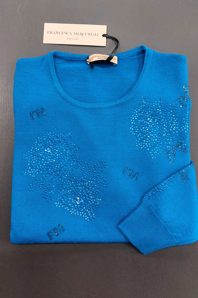 Maglia in pura lana con strass