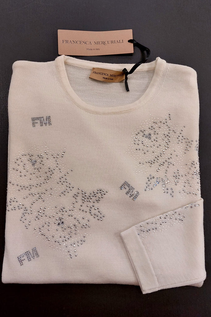 Maglia in pura lana con strass