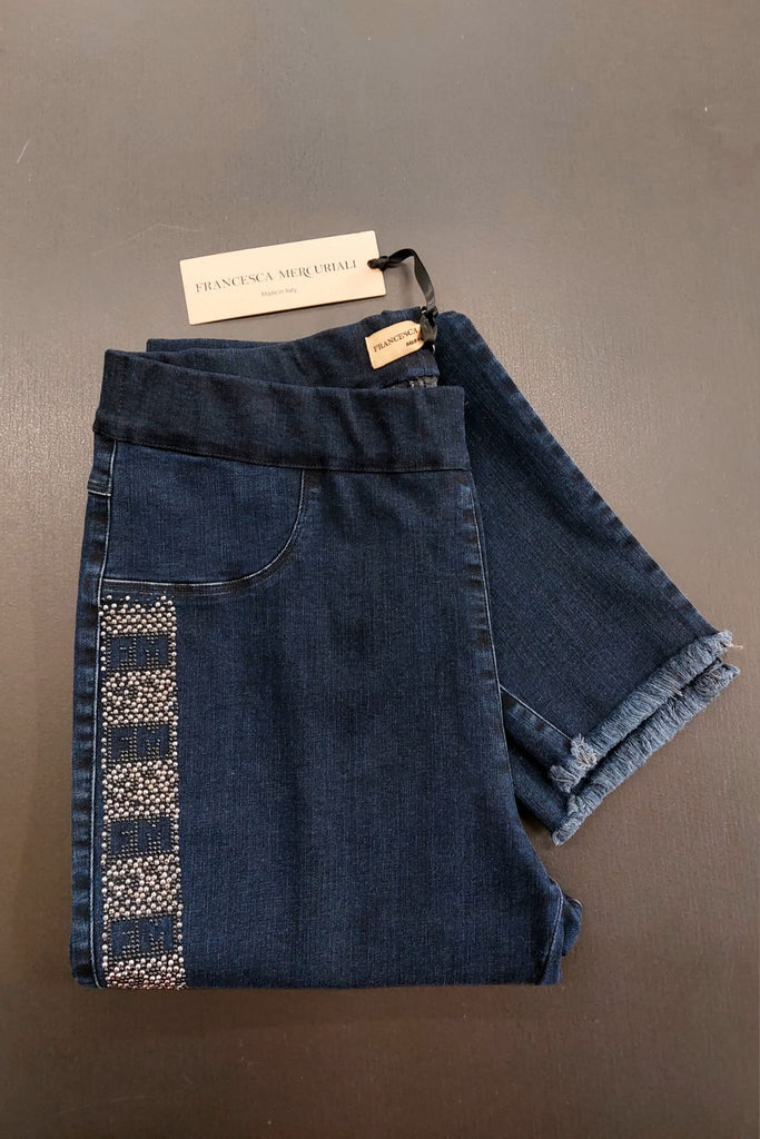 Jeans elasticizzato con strass