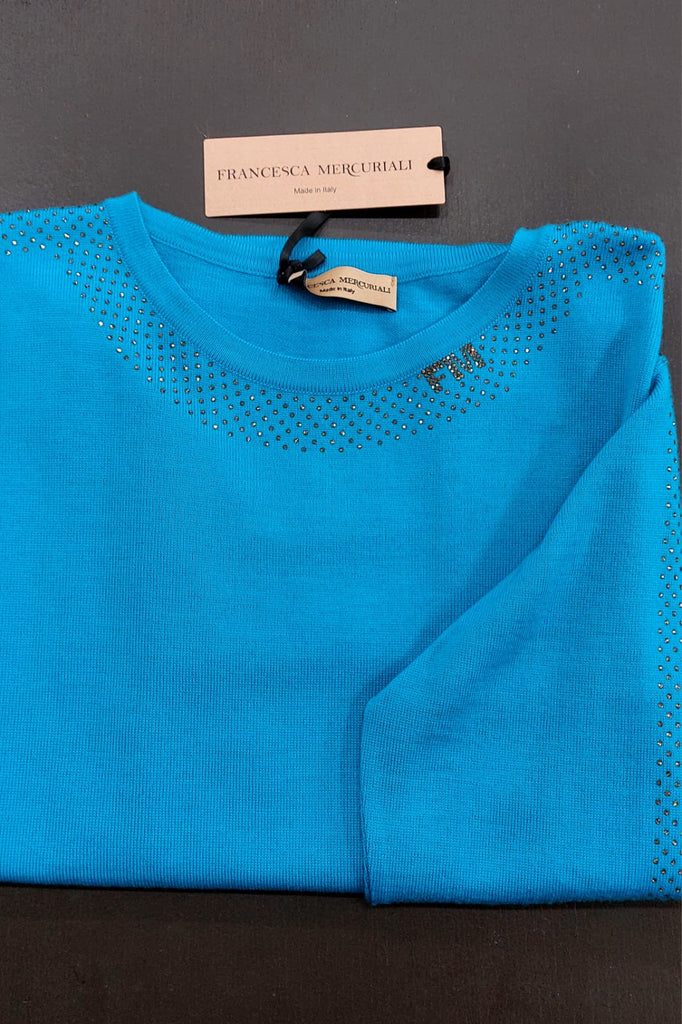 Maglia in pura lana motivo in strass