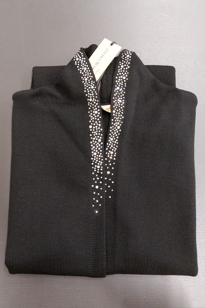 Gilet in pura lana tasche con strass