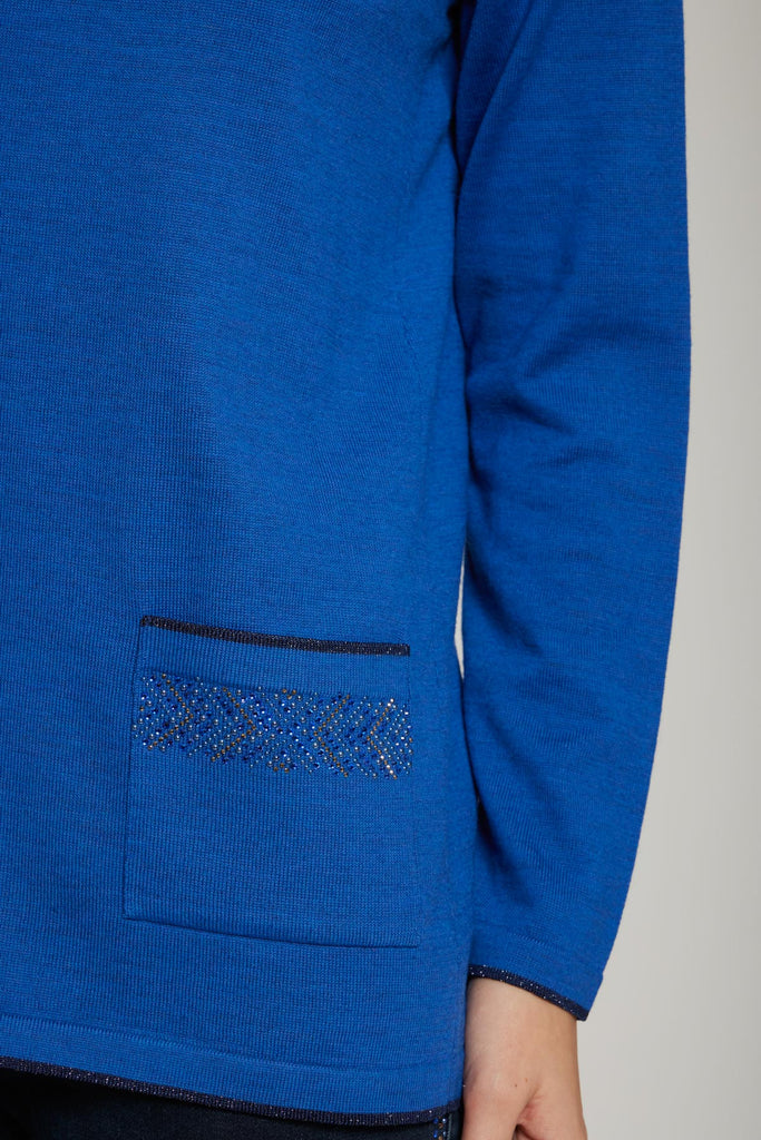 Maglia girocollo in lana merino con tasche