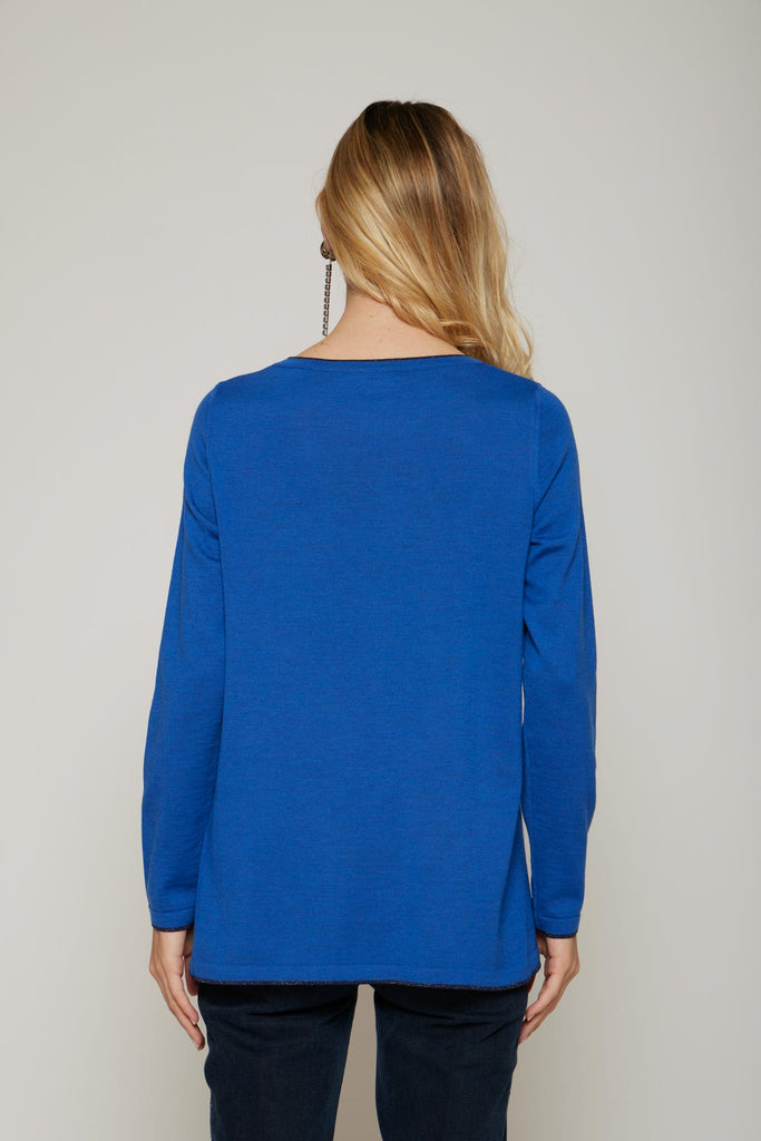 Maglia girocollo in lana merino con tasche
